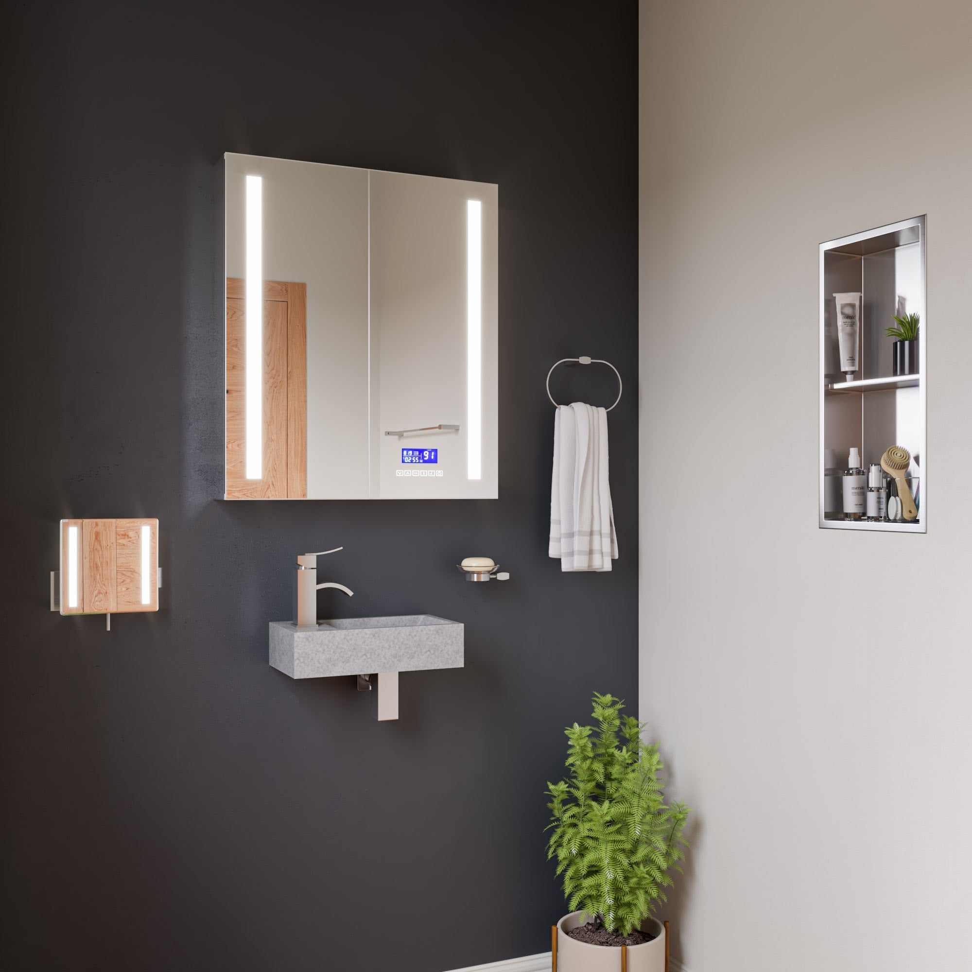 ALFI brand ABN1224-BSS 12 x 24 Brushed Stainless Steel Vertical Double Shelf Bath Shower Niche, 20 Gauge