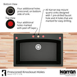 Karran 33" Drop In/Topmount Quartz Composite Kitchen Sink, Grey, QT-712-GR
