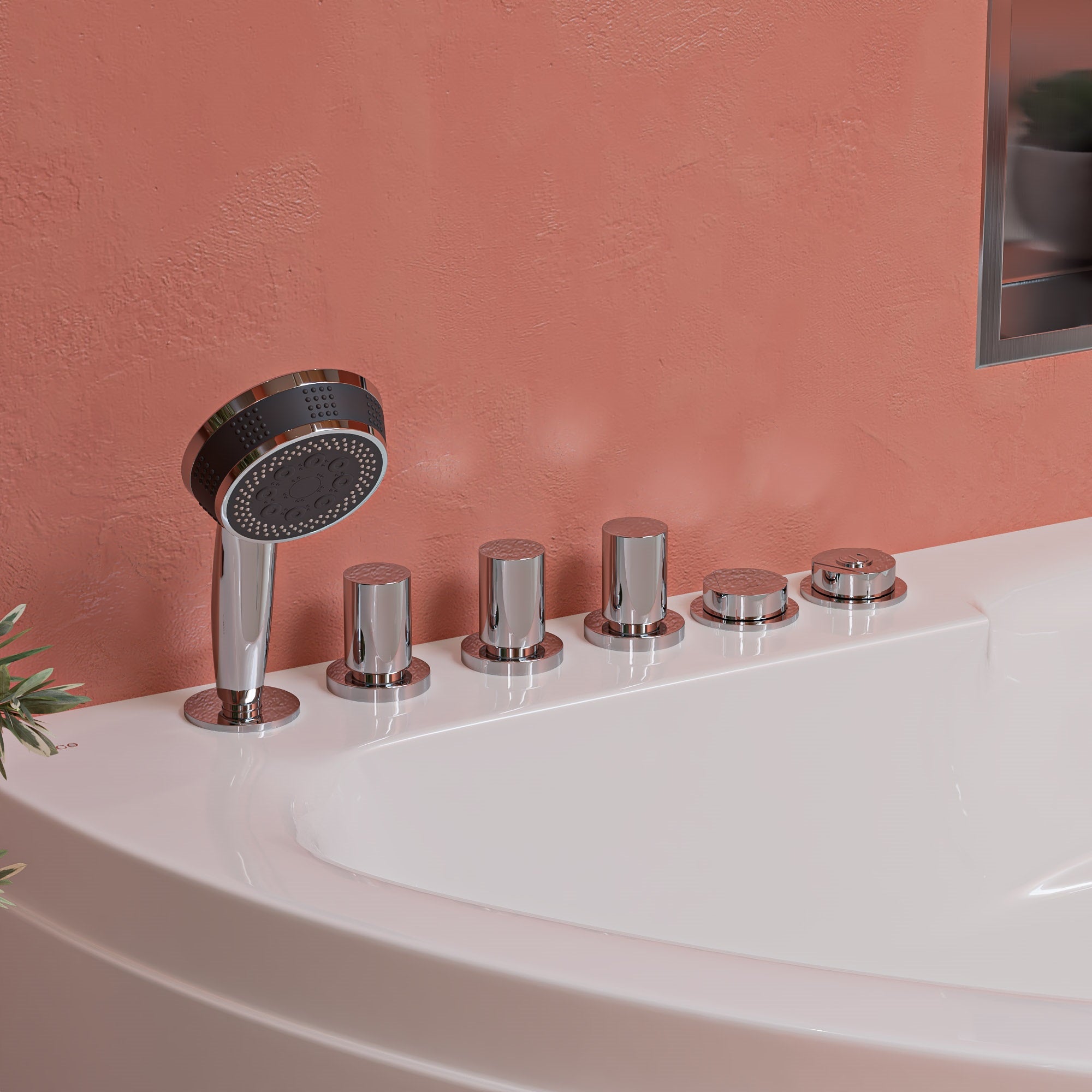 Alternative View of Eago 59" Acrylic Corner Neo-angle Round Bathtub, White, AM161-L