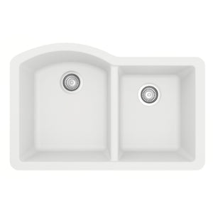 Alternate Image for Karran 32" Undermount Quartz Composite Kitchen Sink, 60/40 Double Bowl, White, QU-610-WH