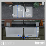 Karran 32" Undermount Quartz Composite Kitchen Sink, 60/40 Double Bowl, White, QU-610-WH
