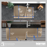 Karran 32" Undermount Quartz Composite Kitchen Sink, 60/40 Double Bowl, Bisque, QU-630-BI