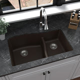 Karran 32" Undermount Quartz Composite Kitchen Sink, 60/40 Double Bowl, Brown, QU-630-BR