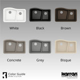 Karran 32" Undermount Quartz Composite Kitchen Sink, 60/40 Double Bowl, Concrete, QU-630-CN