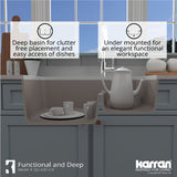 Karran 32" Undermount Quartz Composite Kitchen Sink, 60/40 Double Bowl, Concrete, QU-630-CN