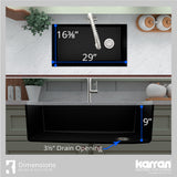 Karran 32" Undermount Quartz Composite Kitchen Sink, Black, QU-670-BL-PK1