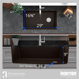 Karran 32" Undermount Quartz Composite Kitchen Sink, Brown, QU-670-BR-PK1