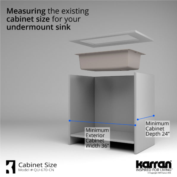 Karran 32" Undermount Quartz Composite Kitchen Sink, Concrete, QU-670-CN-PK1