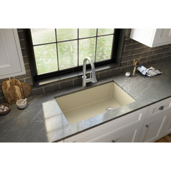 Karran 32" Undermount Quartz Composite Kitchen Sink, Bisque, QU-670-BI