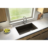 Karran 32" Undermount Quartz Composite Kitchen Sink, Brown, QU-670-BR-PK1