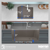 Karran 24" Undermount Quartz Composite Kitchen Sink, Concrete, QU-671-CN-PK1