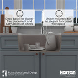 Karran 24" Undermount Quartz Composite Kitchen Sink, Concrete, QU-671-CN