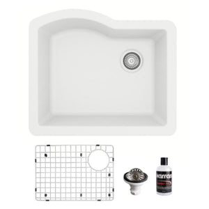 Alternate Image for Karran 24" Undermount Quartz Composite Kitchen Sink, White, QU-671-WH-PK1