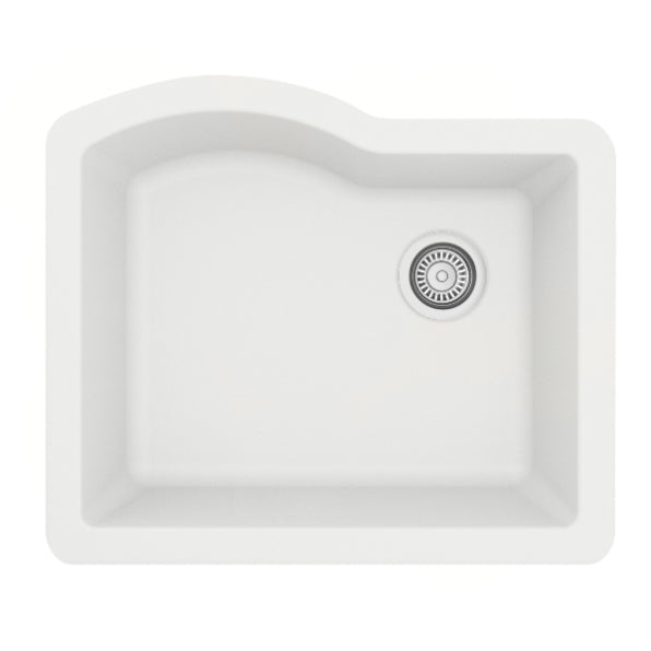 Karran 24" Undermount Quartz Composite Kitchen Sink, White, QU-671-WH