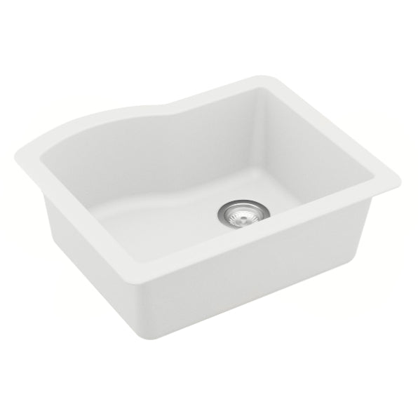 Karran 24" Undermount Quartz Composite Kitchen Sink, White, QU-671-WH