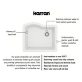 Karran 24" Undermount Quartz Composite Kitchen Sink, White, QU-671-WH