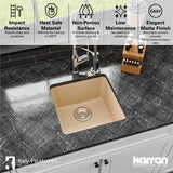 Karran 17" Undermount Quartz Composite Kitchen Sink, Bisque, QU-690-BI