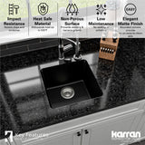 Karran 17" Undermount Quartz Composite Kitchen Sink, Black, QU-690-BL