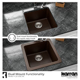 Karran 17" Undermount Quartz Composite Kitchen Sink, Brown, QU-690-BR