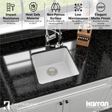 Karran 17" Undermount Quartz Composite Kitchen Sink, White, QU-690-WH