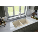Karran 33" Undermount Quartz Composite Kitchen Sink, 50/50 Double Bowl, Bisque, QU-710-BI