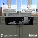 Karran 32" Undermount Quartz Composite Kitchen Sink, Black, QU-712-BL-PK1