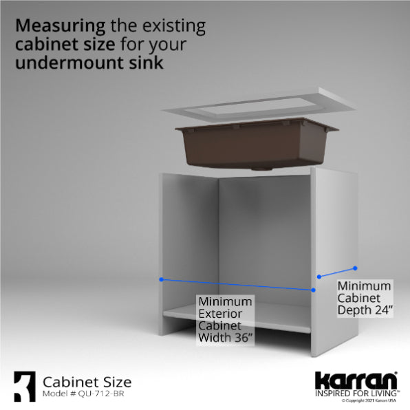 Karran 33" Undermount Quartz Composite Kitchen Sink, Brown, QU-712-BR