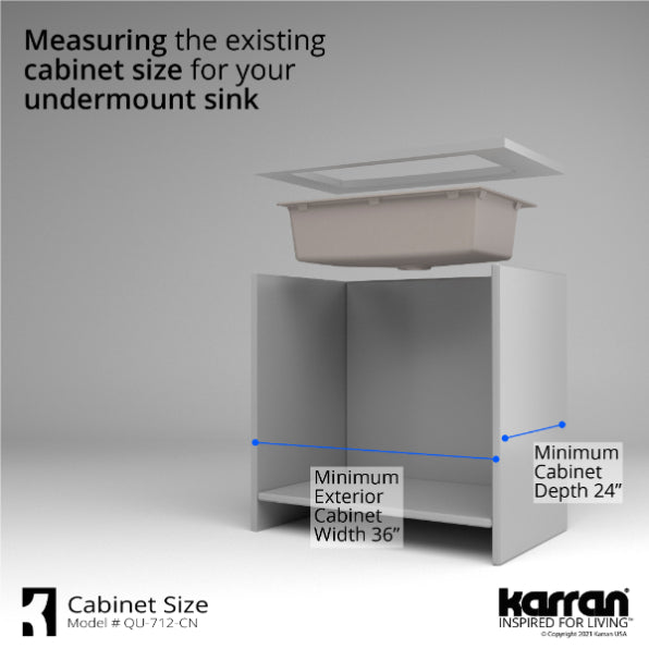Karran 32" Undermount Quartz Composite Kitchen Sink, Concrete, QU-712-CN-PK1