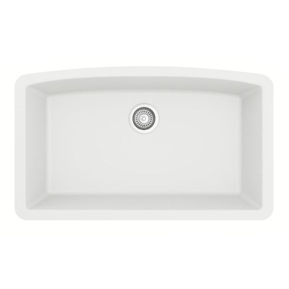 Karran 32" Undermount Quartz Composite Kitchen Sink, White, QU-712-WH-PK1