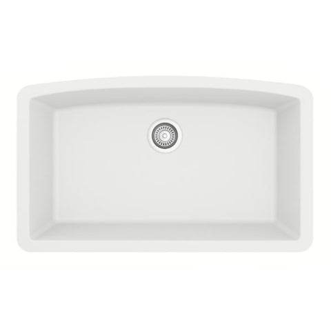 Karran 33" Undermount Quartz Composite Kitchen Sink, White, QU-712-WH