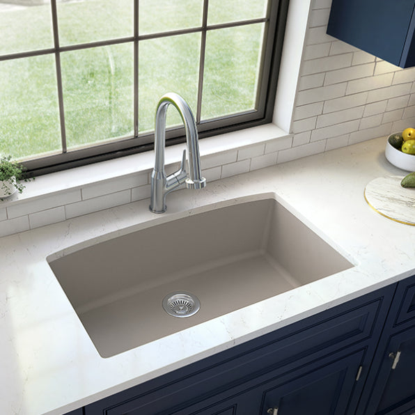 Karran 33" Undermount Quartz Composite Kitchen Sink, Concrete, QU-712-CN
