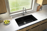 Karran 32" Undermount Quartz Composite Kitchen Sink, Black, QU-712-BL-PK1