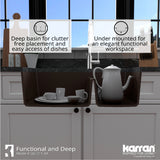 Karran 33" Undermount Quartz Composite Kitchen Sink, 60/40 Double Bowl, Brown, QU-711-BR