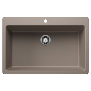 Alternate Image for Blanco Liven 33" Dual Mount Silgranit Kitchen Sink, Truffle, 1 Faucet Hole, 443198