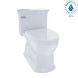 TOTO Eco Soire One Piece Elongated 1.28 GPF Universal Height Skirted Toilet with CEFIONTECT, Cotton White, Vitreous China, MS964214CEFG#01