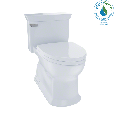 TOTO Eco Soire One Piece Elongated 1.28 GPF Universal Height Skirted Toilet with CEFIONTECT, Cotton White, Vitreous China, MS964214CEFG#01