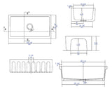 ALFI brand 33" Fireclay Farmhouse Sink, Black Matte, No Faucet Hole, AB3318HS-BM