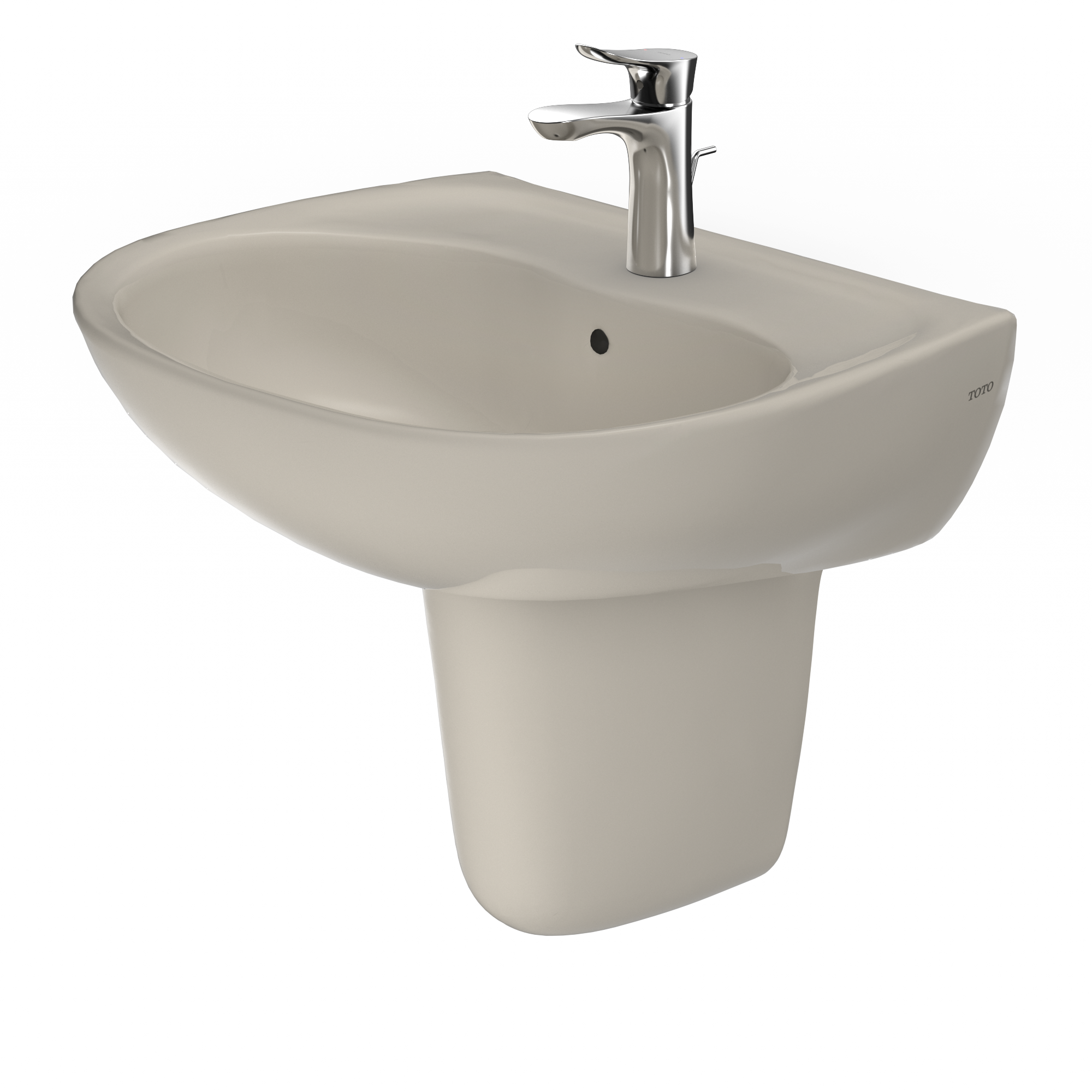 TOTO Supreme Oval Wall-Mount Bathroom Sink with CeFiONtect and Shroud for Single Hole Faucets, Bone, Vitreous China, LHT241G#03