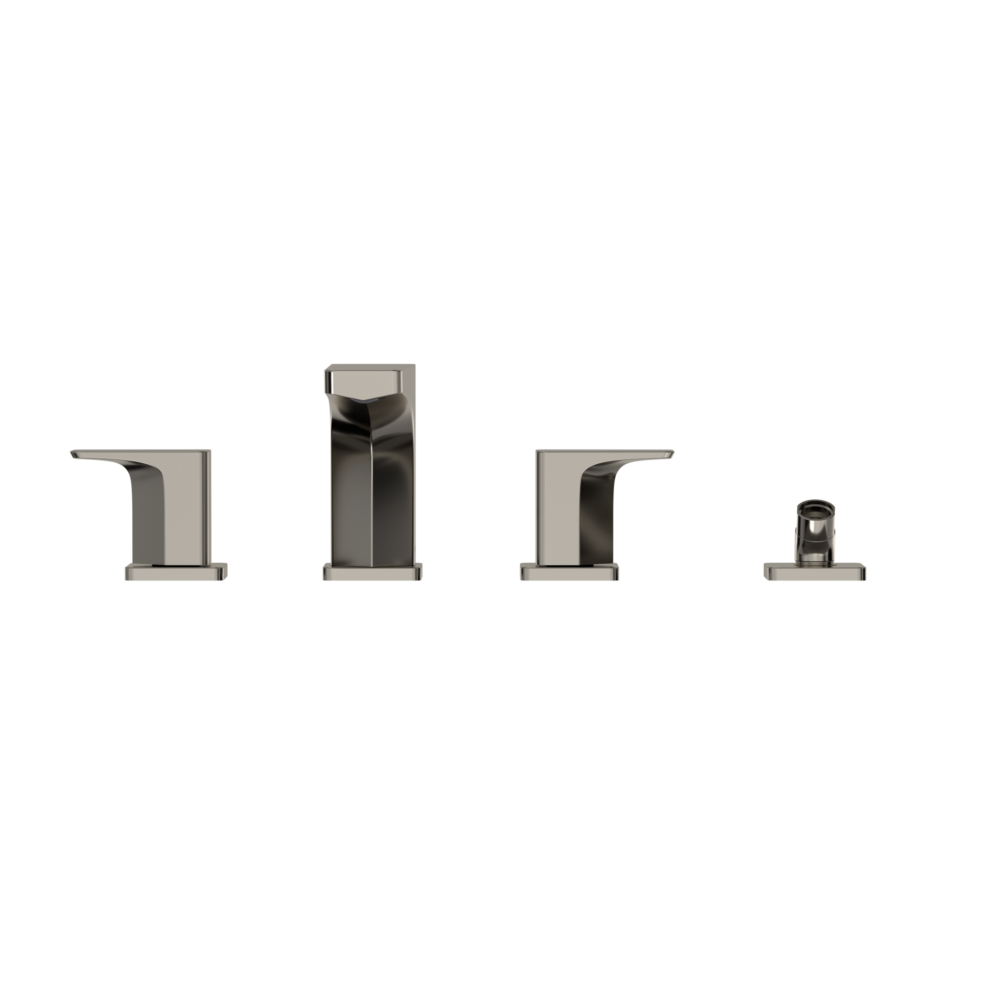 TOTO GE Two-Handle Deck-Mount Roman Tub Filler Trim with Handshower, Polished Nickel, Brass, TBG07202U#PN