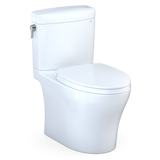 TOTO Aquia IV Cube Two-Piece Elongated Dual Flush 1.28 and 0.9 GPF Universal Height Toilet with CEFIONTECT, WASHLET+ Ready, Cotton White, Vitreous China, MS436124CEMFGN#01