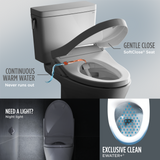 TOTO WASHLET+ EP Wall-Hung Elongated Toilet with S7 Contemporary Bidet Seat and DuoFit In-Wall 0.9 and 1.28 GPF Dual-Flush Tank System, Matte Silver, Vitreous China|Plastic, CWT4284726CMFG#MS