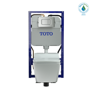 Alternate Image for TOTO WASHLET+ SP Wall-Hung Square-Shape Toilet with SW Bidet Seat and DuoFit In-Wall 1.28 and 0.9 GPF Dual-Flush Tank System, Matte Silver, Vitreous China|Plastic|Steel, Cotton White, CWT4494549CMFGA#MS