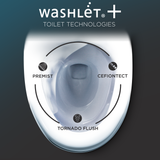 TOTO WASHLET+ Eco Guinevere Elongated 1.28 GPF Universal Height Toilet with C2 Bidet Seat, Cotton White, Vitreous China|Plastic, MW9743074CEFG#01