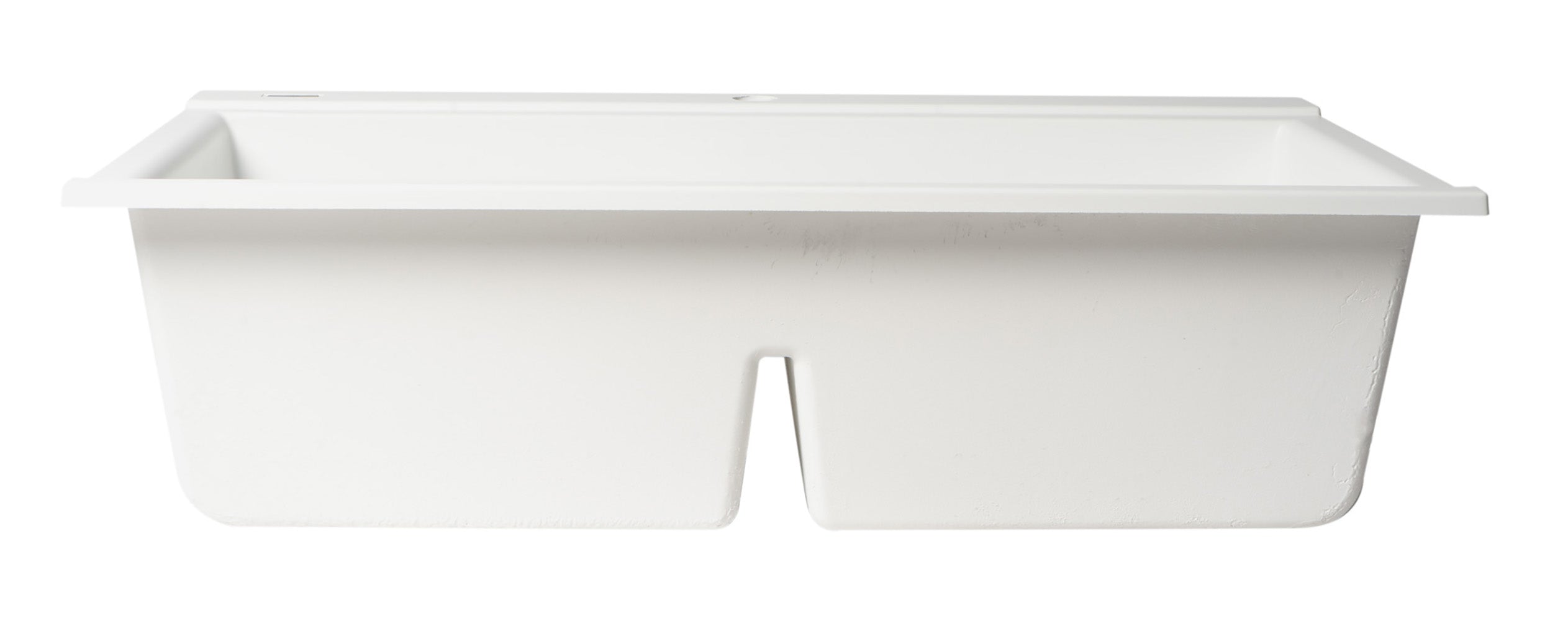 ALFI 34" Drop In Granite Composite Workstation Kitchen Sink with Accessories, 50/50 Double Bowl, White, 1 Faucet Hole, AB3418DBDI-W