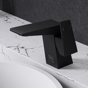 Alternate Image for ALFI brand 1.2 GPM Lever Straight Spout Bathroom Faucet, Modern, Black Matte, AB1470-BM