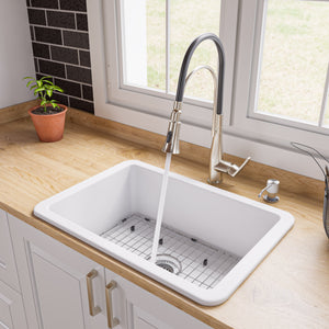 Alternate Image for ALFI brand 27" Dual Mount Fireclay Kitchen Sink, White, No Faucet Hole, ABF2718UD-W