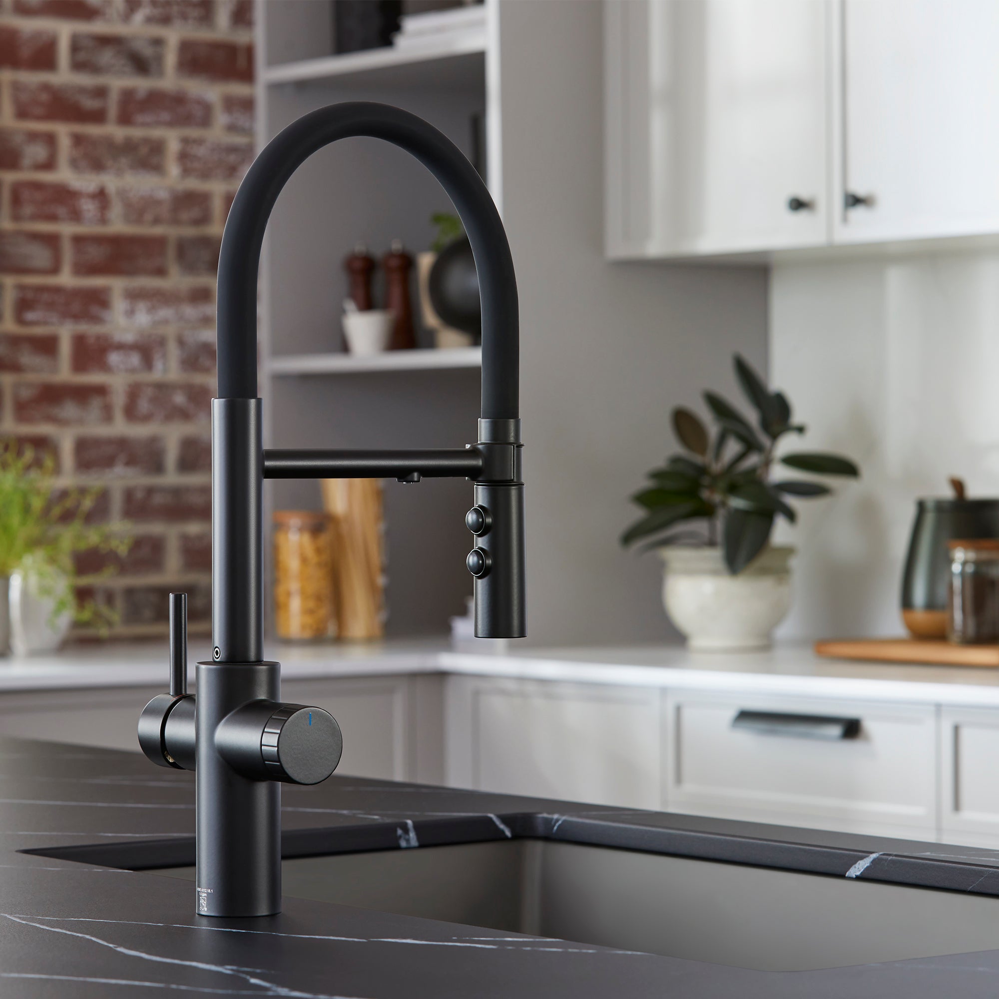 Blanco Catris Flexo Filter-Ready Semi-Pro Pull-Down Dual-Spray Kitchen Faucet, Matte Black, 1.5 GPM, Brass, 442992