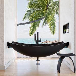 Alternate Image for ALFI brand 71" Solid Surface Resin Free Standing Oval Bathtub, Black Matte, HammockTub2-BM