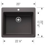 Blanco Liven 25" Dual Mount Silgranit Kitchen Sink, Cinder, 1 Faucet Hole, 443220