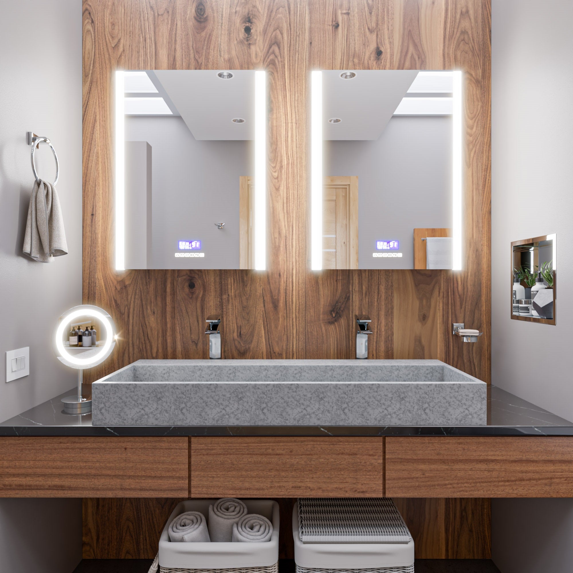 ALFI brand 48" x 18" Rectangle Above Mount or Semi Recessed Concrete Bathroom Sink, Gray Matte, No Faucet Hole, ABCO48TR